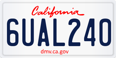 CA license plate 6UAL240
