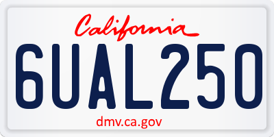 CA license plate 6UAL250