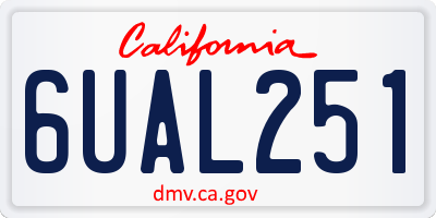 CA license plate 6UAL251