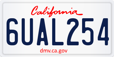 CA license plate 6UAL254