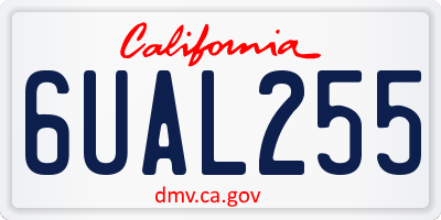 CA license plate 6UAL255