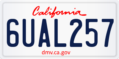 CA license plate 6UAL257