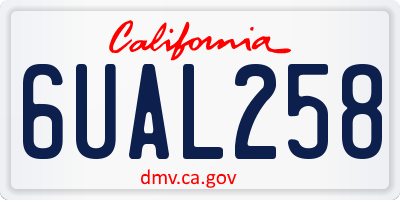 CA license plate 6UAL258