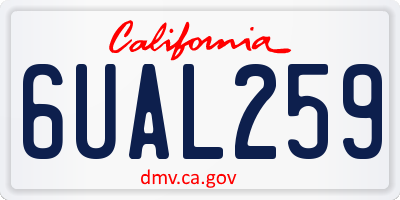 CA license plate 6UAL259