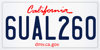 CA license plate 6UAL260