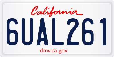 CA license plate 6UAL261