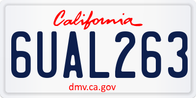 CA license plate 6UAL263