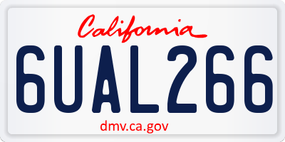 CA license plate 6UAL266