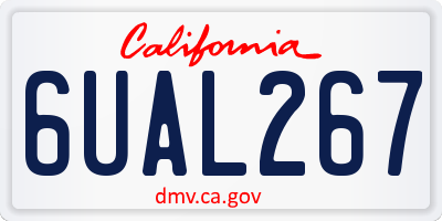 CA license plate 6UAL267