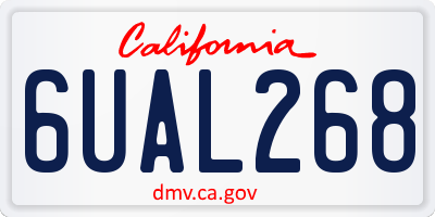 CA license plate 6UAL268
