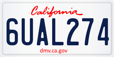 CA license plate 6UAL274