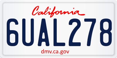 CA license plate 6UAL278