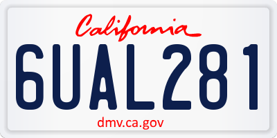 CA license plate 6UAL281