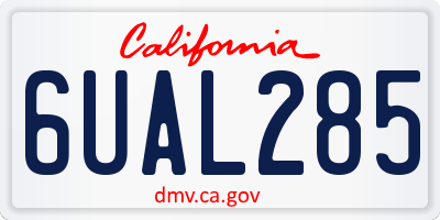 CA license plate 6UAL285