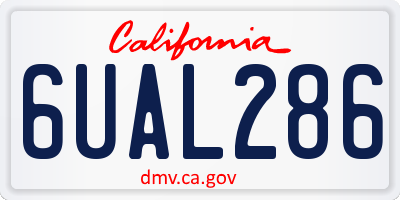 CA license plate 6UAL286