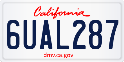 CA license plate 6UAL287