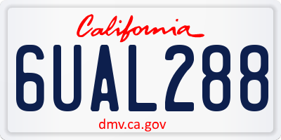 CA license plate 6UAL288