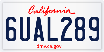 CA license plate 6UAL289