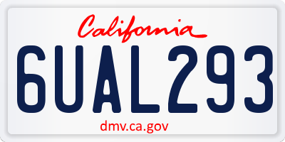 CA license plate 6UAL293