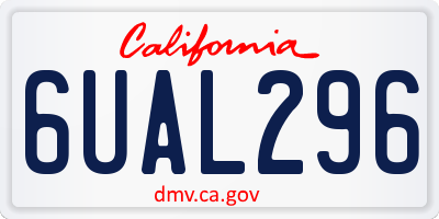 CA license plate 6UAL296