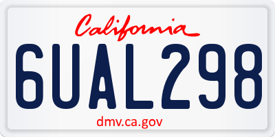 CA license plate 6UAL298