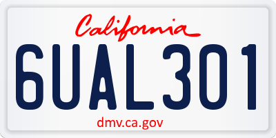CA license plate 6UAL301