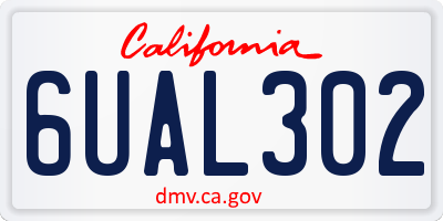 CA license plate 6UAL302