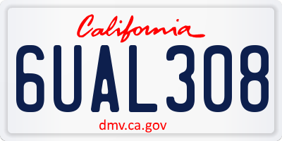 CA license plate 6UAL308