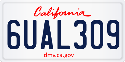 CA license plate 6UAL309
