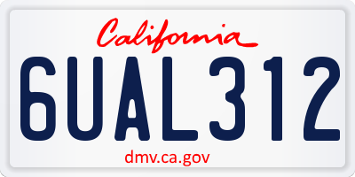 CA license plate 6UAL312