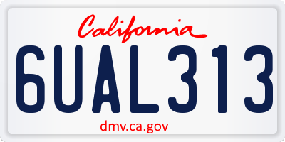 CA license plate 6UAL313