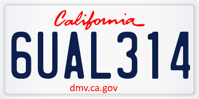 CA license plate 6UAL314