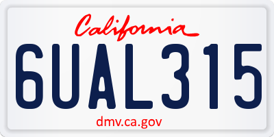 CA license plate 6UAL315