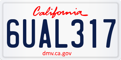 CA license plate 6UAL317