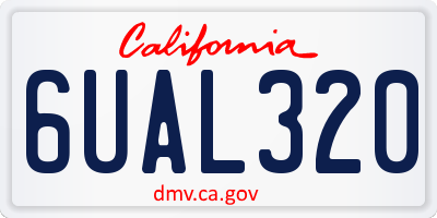 CA license plate 6UAL320