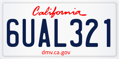 CA license plate 6UAL321