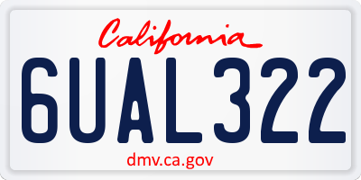 CA license plate 6UAL322