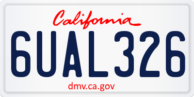 CA license plate 6UAL326