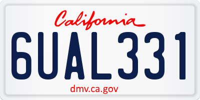 CA license plate 6UAL331