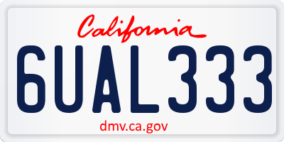 CA license plate 6UAL333