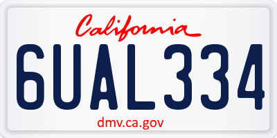 CA license plate 6UAL334