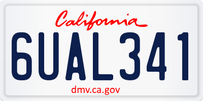 CA license plate 6UAL341