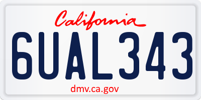 CA license plate 6UAL343