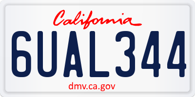 CA license plate 6UAL344