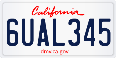 CA license plate 6UAL345