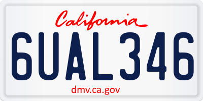 CA license plate 6UAL346