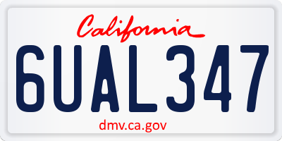 CA license plate 6UAL347