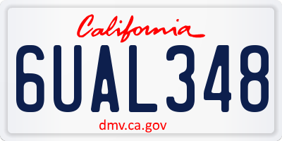 CA license plate 6UAL348