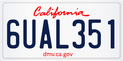 CA license plate 6UAL351