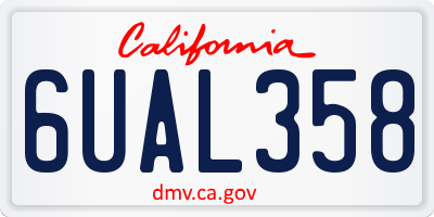 CA license plate 6UAL358